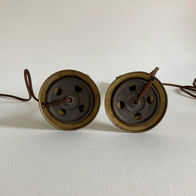 Vintage Mid 20th Century Hunter Green Metal Table Lamps - a Pair For Sale - Image 12 of 12