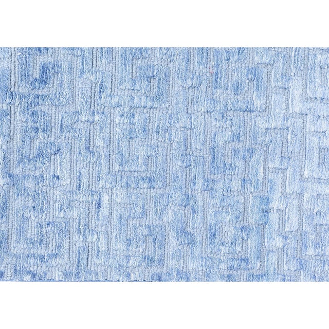 Luminous Blue Maze – Contemporary Silk Fragment Runner by Doris Leslie Blau Size: 1'10" × 8'7" (55 × 261 cm) Color: Blue...