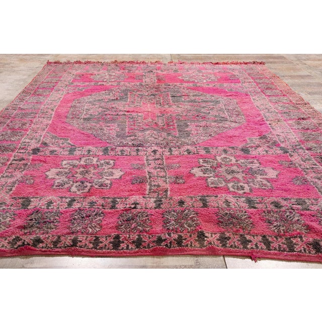 Vintage Pink Talsint Moroccan Rug, 07'00 X 11'00 For Sale - Image 9 of 10