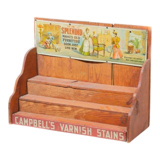 Antique Campbells Varnish Stains General Store Countertop Advertising Display For Sale
