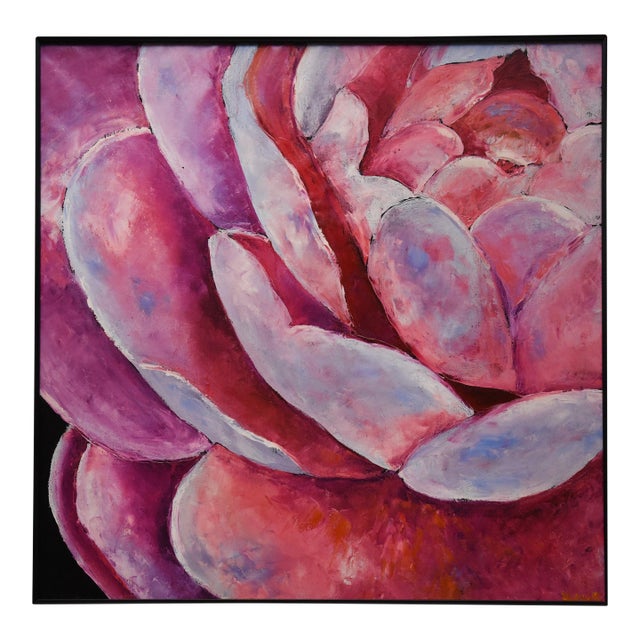 1990s Desert Rose Oil Painting by Yulias, Framed For Sale