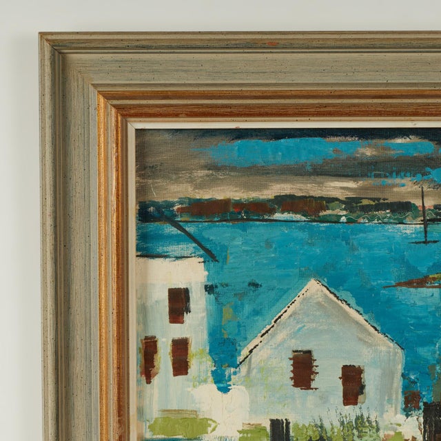 Mid-Century Modern Vintage Modernist Painting of a Bermuda Bayscape by Alfred Birdsey For Sale - Image 3 of 12