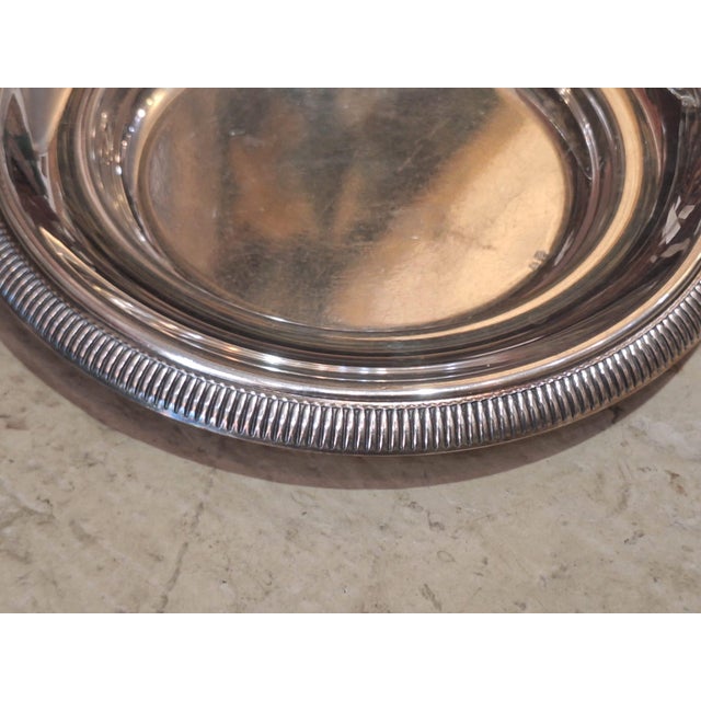 Metal Vintage Silver-Plated Dessert Service – Set of 6 Pedestal Dessert Bowls With Serving Tray For Sale - Image 7 of 8