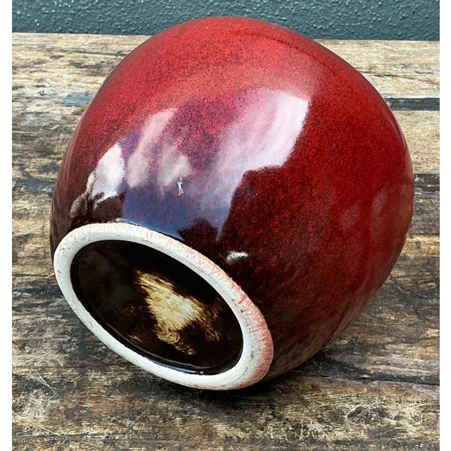 Vintage Sang De Bouf Red Glazed Ceramic Vase For Sale - Image 10 of 12