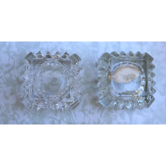 Metal 1940's Westmoreland Crystal Salt Cellars With Sterling Silver Salt Spoons- 4 Pieces For Sale - Image 7 of 14