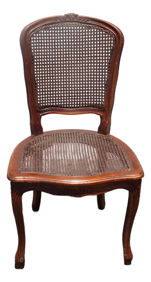 Vintage French Country Brown Cane Side Chair