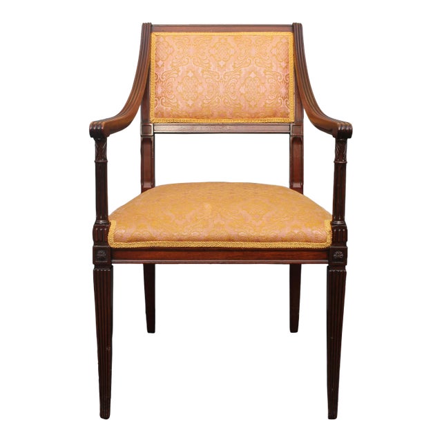 Vintage Traditional Style Side Chair Pink/ Yellow/ Gold VTextile For Sale