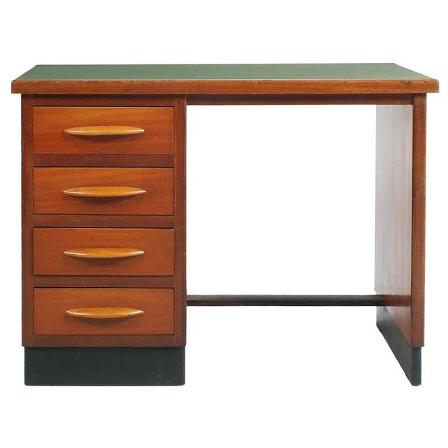 Italian Art Deco Desk in Blonde Walnut, 1930s For Sale - Image 3 of 7