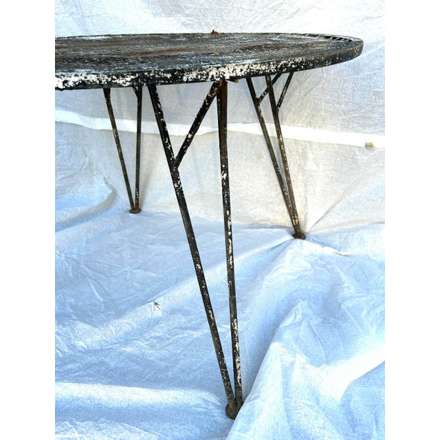 Mid-Century Modern 1950's Midcentury Meshed Top Wrought Iron Table For Sale - Image 3 of 7