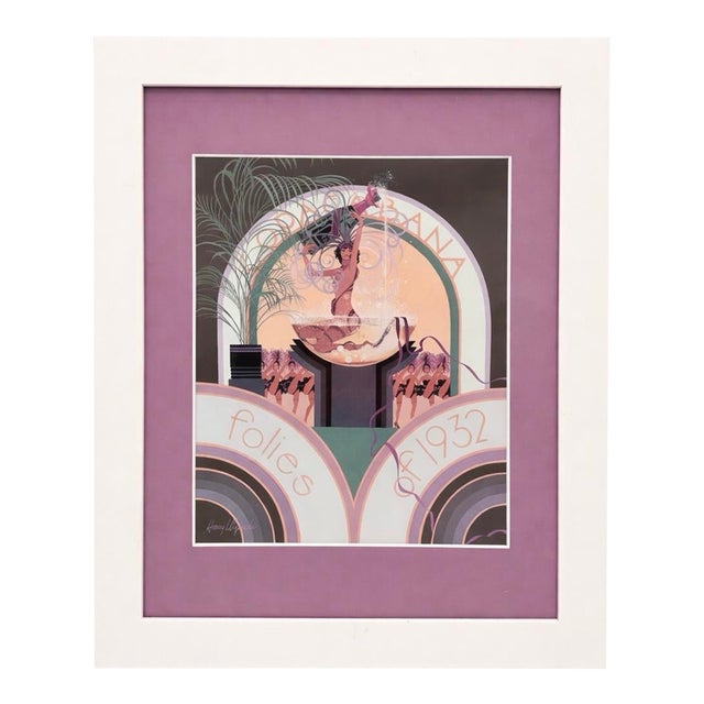 Late 20th Century Art Deco Framed Lithograph “Copacabana Folies of 1932” by Harry Wysocki – Glamour Showgirl Print For Sale