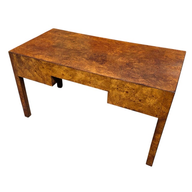Campaign Vintage Burlwood Campaign Style Writing Desk For Sale - Image 3 of 11