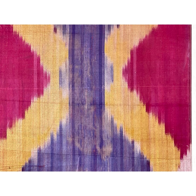 Vibrant Silk Ikat Framed Collection – Bohemian Luxury Textile Art (Set of 4) For Sale - Image 9 of 15