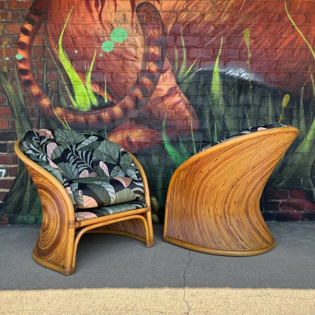 Pair of Gabriella Crespi Pencil Reed Chairs by Comfort Designs Reupholstered For Sale In Cleveland - Image 6 of 12