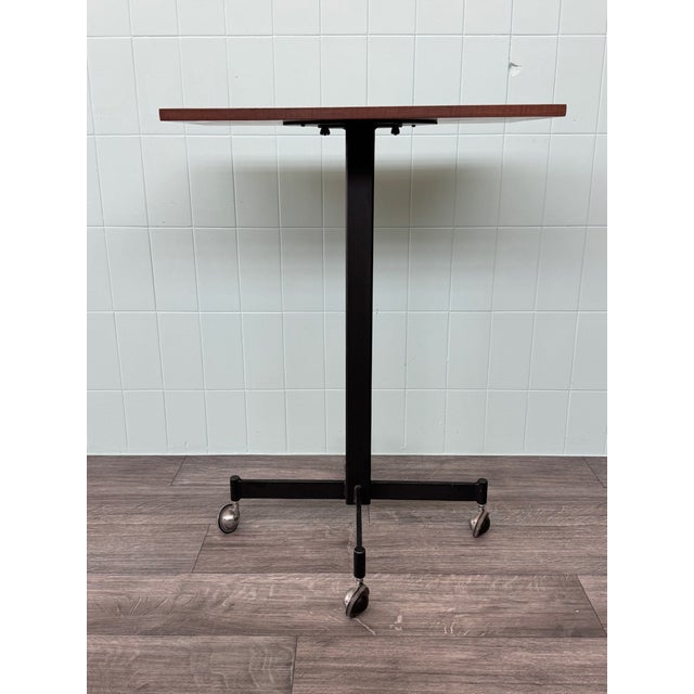 Vintage High Coffee Table with Teak Top and Metal Frame with Casters, 1960s For Sale - Image 6 of 9