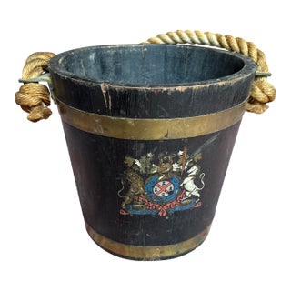 19th Century Brass-Bound Oak Uk Royal Navy Fire Bucket For Sale