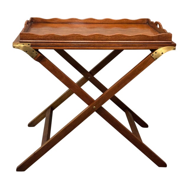 Wood Mahogany Party Butler Expandable Server by Baker For Sale - Image 7 of 12