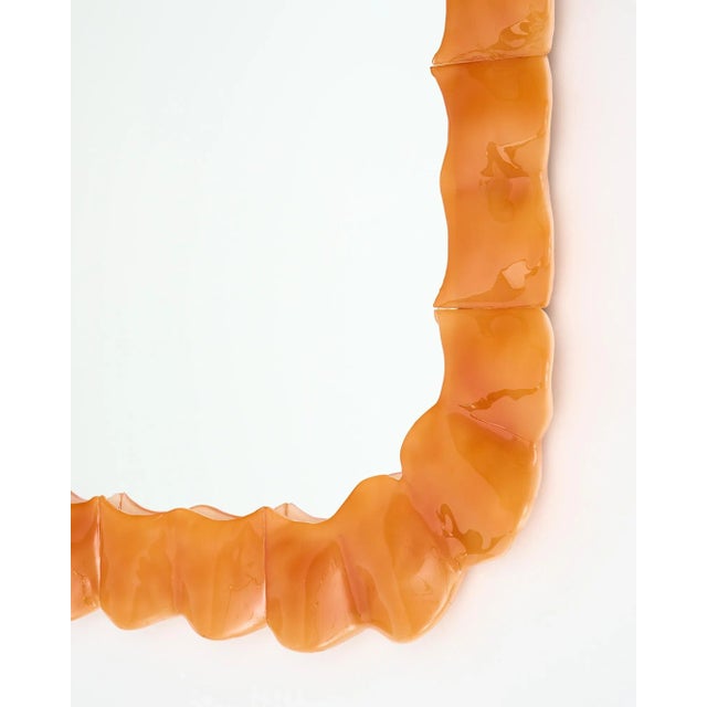 Murano Glass Orange Mirror For Sale - Image 9 of 9