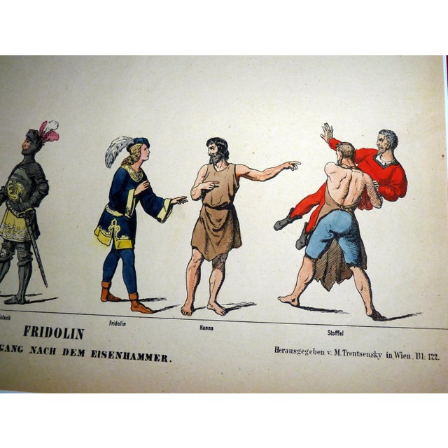 Red Rare Set of 4 Matted 1857 Uncut Viennese Theater Costume Sheets by M. Trentsensky For Sale - Image 8 of 10