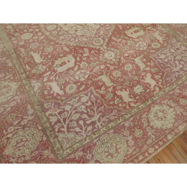 Early 20th Century Lavender Rose Turkish Pictorial Rug - 9'11" x 12'10" For Sale In New York - Image 6 of 12