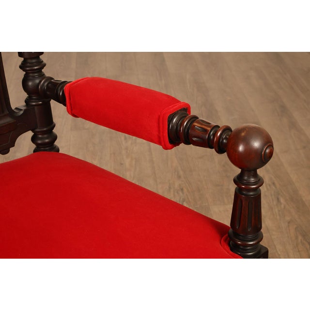 Gothic Revival Walnut Carved Wood Throne Pair Of Armchairs For Sale In Philadelphia - Image 6 of 18