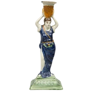 Antique English Prattware Candlestick, circa 1790