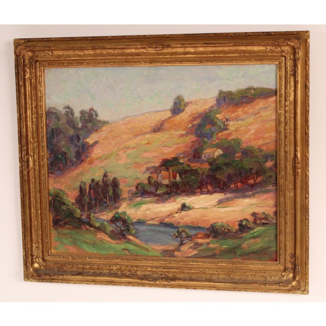 Impressionist California landscape painting by Oliver Milburn (1883-1932). Painting dated 1927. Oil on canvas. Impasto...