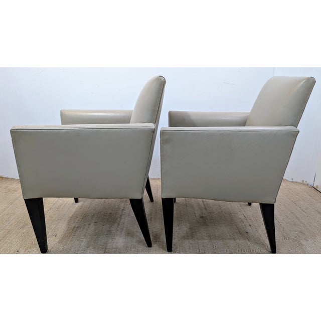 Contemporary Donghia Leather Dining Chairs- Set of 4 For Sale - Image 3 of 12