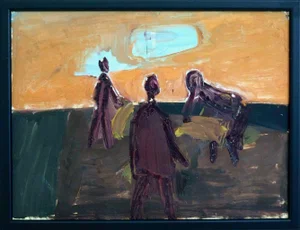 Antique German Expressionist Painting on Paper, 1910s