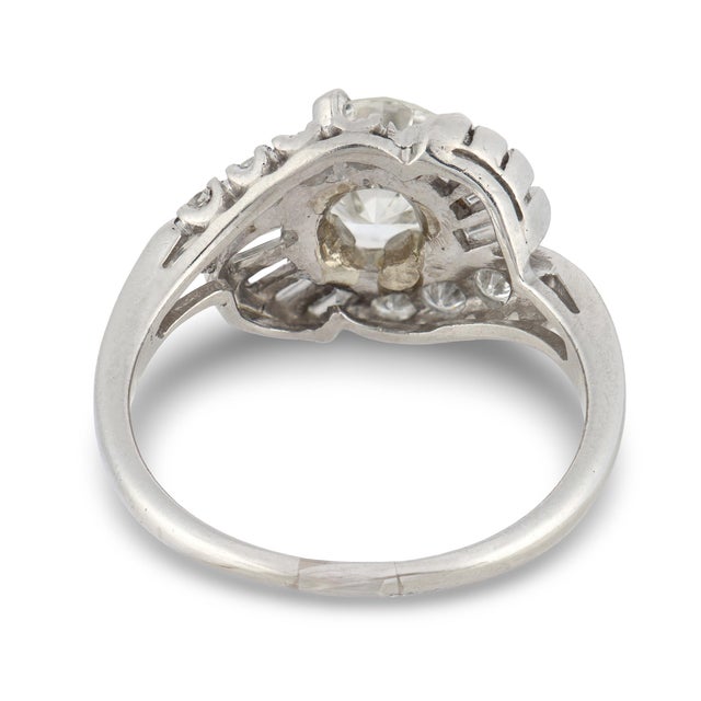 1950s Mid Century Gia 1.63 Carat Diamond Platinum Ring, Size 8 For Sale In Los Angeles - Image 6 of 6