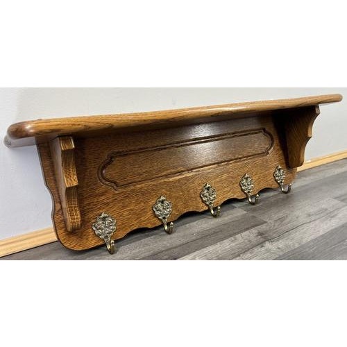 Vintage French Coat Rack in Oak with Hooks For Sale - Image 11 of 11