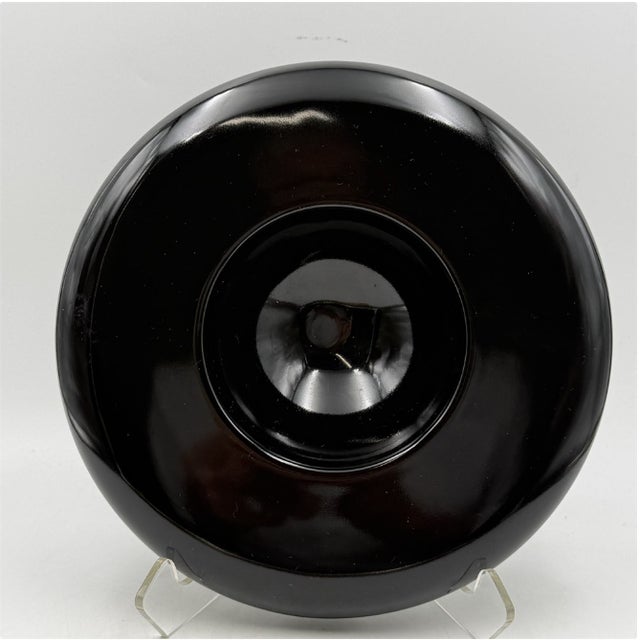 Mid-Century Modern Sicart Italian Space-Age Black Ceramic Low Bowl / Centerpiece For Sale - Image 3 of 6