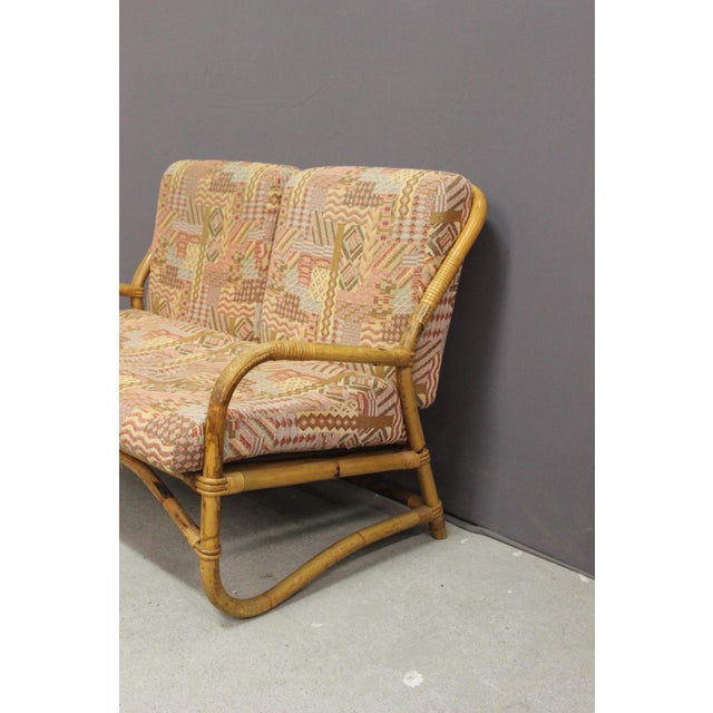 Wood Rattan Garden Furniture Set, 1970, Set of 2 For Sale - Image 7 of 11