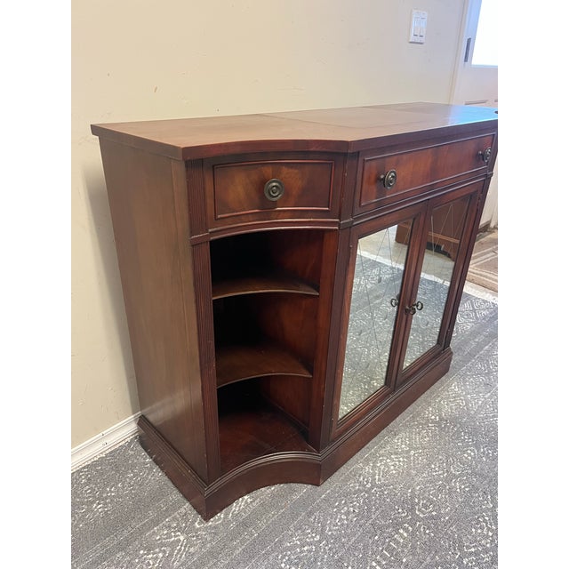 Wood Bookcase Console Desk Buffet Mid Century Vintage For Sale - Image 7 of 10