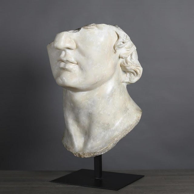 Unknown, Hellenistic Sculpture of a Head of Apollo, Plater and Resin For Sale - Image 6 of 7
