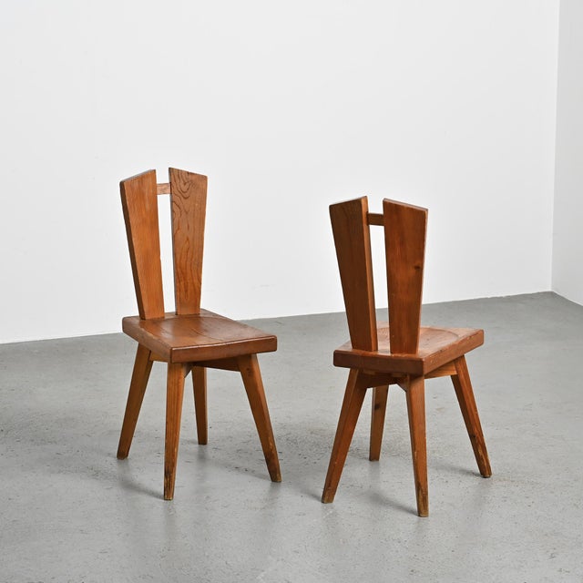 Wood Chairs by Christian Durupt for Meribel, 1960s, Set of 2 For Sale - Image 7 of 17