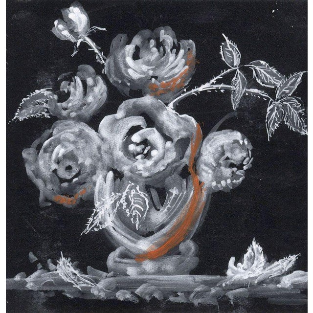 An original mid-20th-century gouache painting, Gustave Bourgogne, Black and White Roses.A subtle gouache painting of...