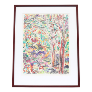 1989 Sally Brody Purple Path Water-Based Inks Monotype Painting One-of-a-Kind