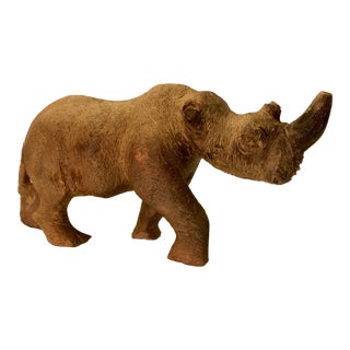 Mid-Century African Hand Chiseled Stone Carving Rhino Figurine For Sale