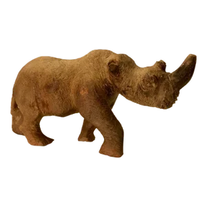 Mid-Century African Hand Chiseled Stone Carving Rhino Figurine