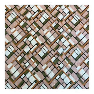 Jeffrey Bilhuber for Le Gracieux Bishop in Moss Green and Blush Linen Fabric- 1 3/4 Yards For Sale