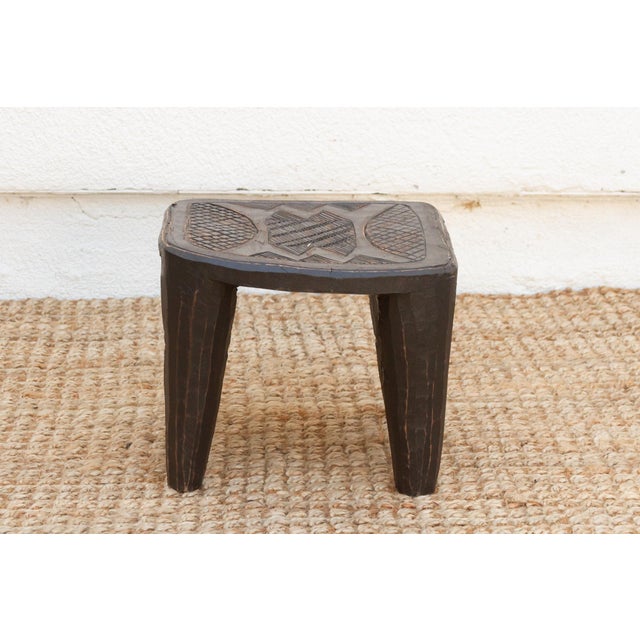 Slate Gray Painted Nupe Stool For Sale - Image 4 of 7