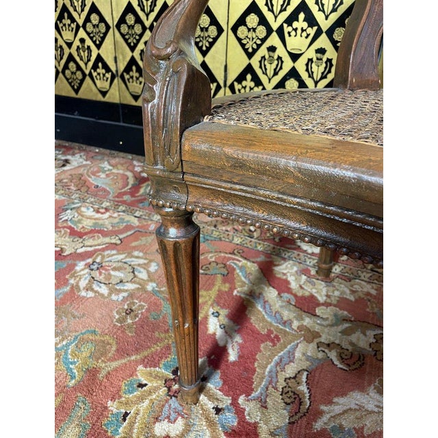 Louis Xvi Style Cane Bench For Sale - Image 4 of 7