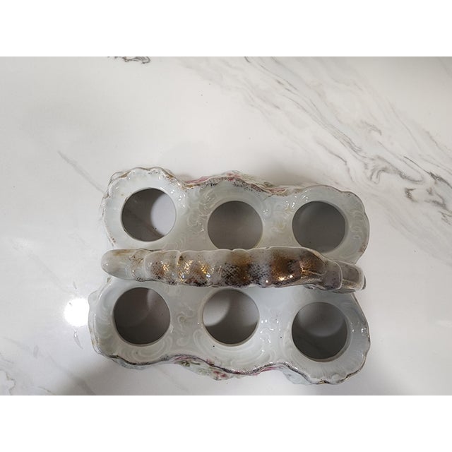 French Country Adorable Porcelain Antique Egg Carrier For Sale - Image 3 of 5