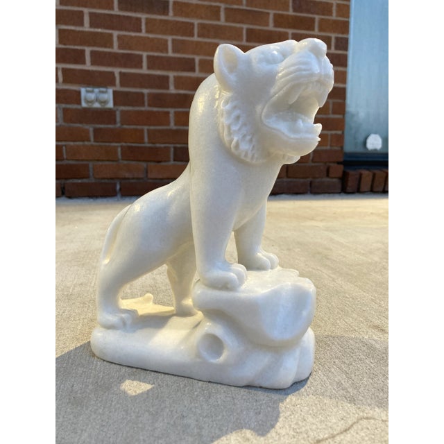Vintage detail hand carved soapstone tiger sculpture, made in Vietnam, circa 1980s.