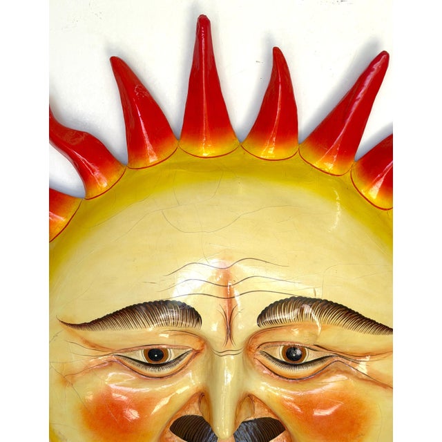 Monumental Signed Sergio Bustamante "Un Hombre con Bigote" Smiling Sun Sculpture For Sale - Image 14 of 18
