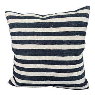Turkish Hemp Pillow Cushion Natural Beige Black Pillow Cushion Cover 24"x24" For Sale