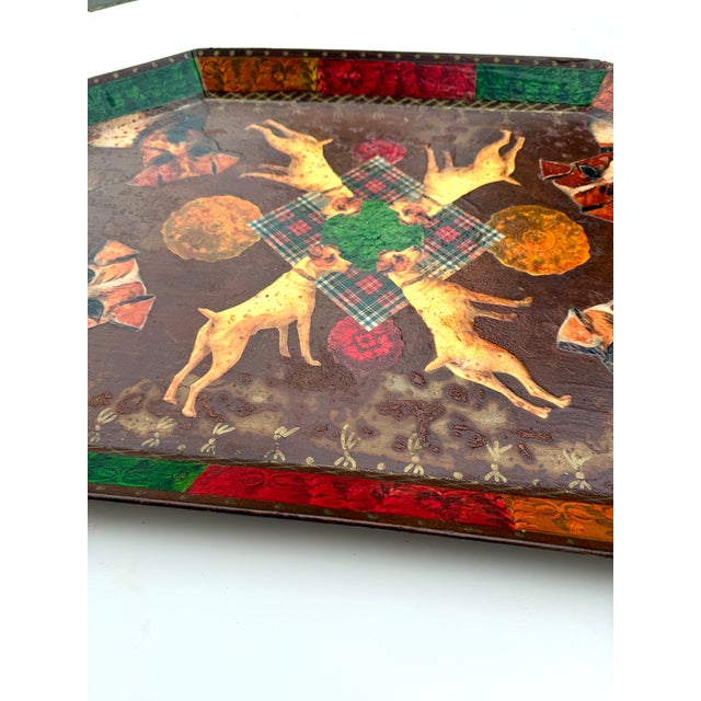 Decoupage Jack Russell Terrier Dog Tray by Holly Lueders for Henri Bendel 1997 For Sale - Image 11 of 16