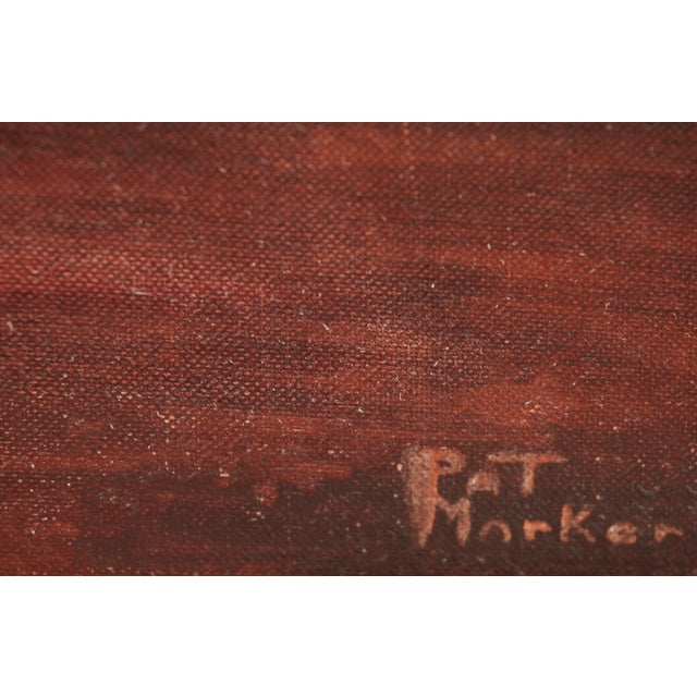 Girl With Umbrella and Baskets - Basket Seller in Old Mexico Original Oil by Pat Marker For Sale - Image 4 of 5