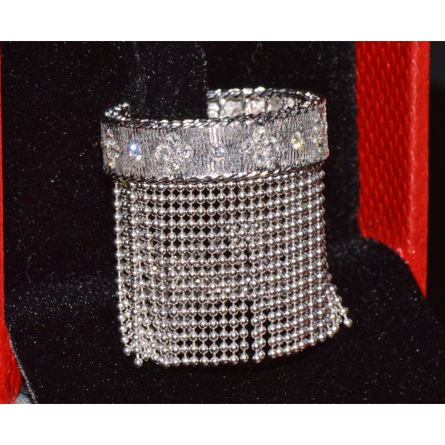 Late 20th Century Authentic Roberto Coin Princess Tassel Fringe Diamond Ring 18k White Gold, Size 7 For Sale - Image 12 of 13