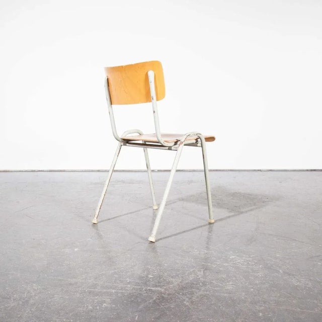 Brown French Industrial Metal-Framed Stacking University Dining Chair, 1960s For Sale - Image 8 of 11